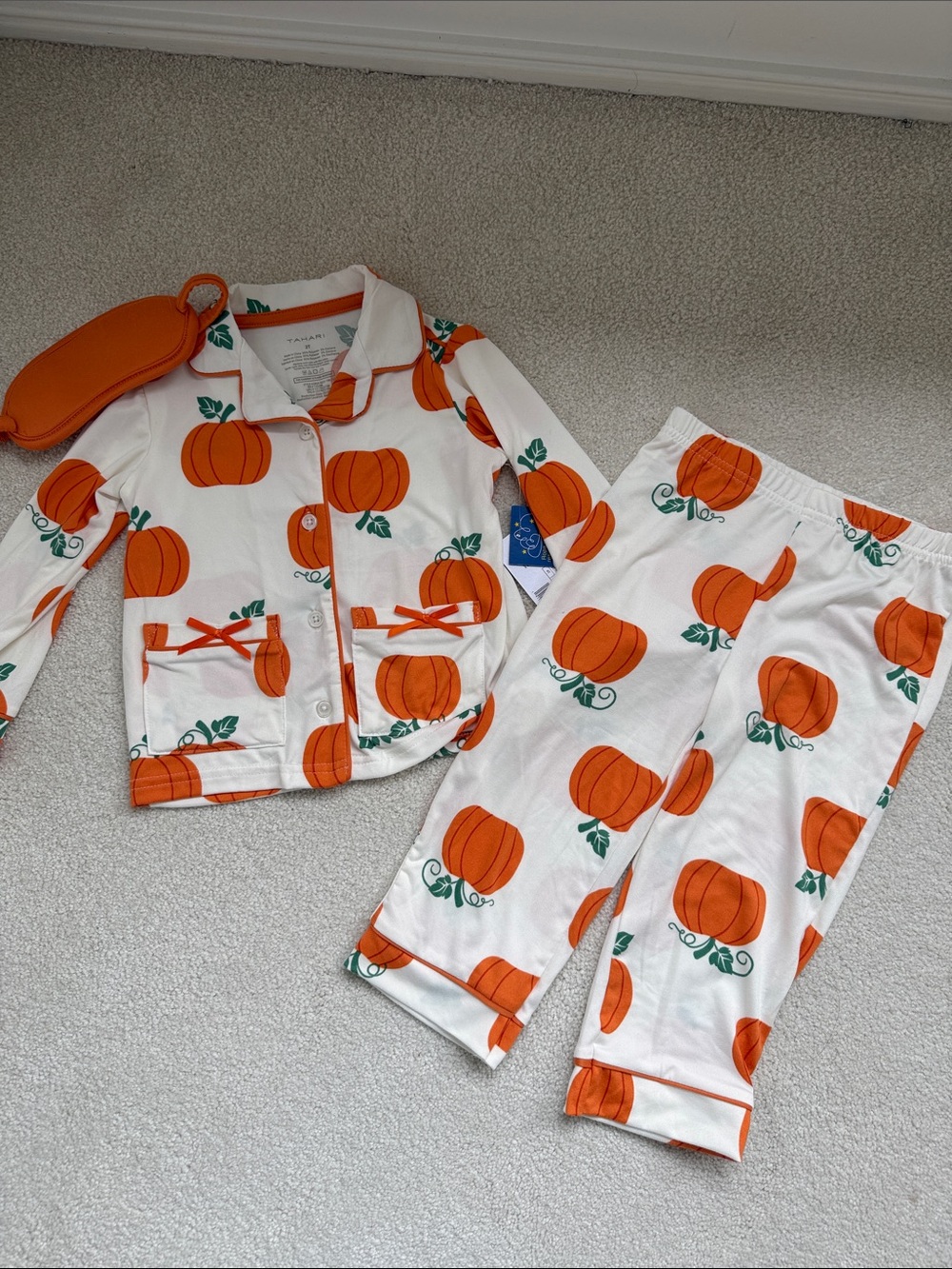 Tahari Orange Pumpkin Print Kids’ Pajama Set